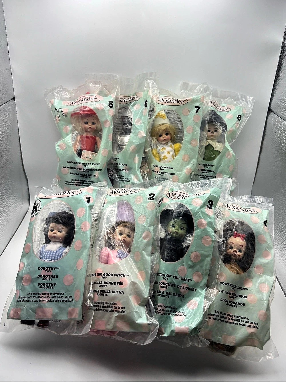 VTG 2007 Madame Alexander Wizard of Oz McDonalds Dolls Complete Set 8 NIP Sealed